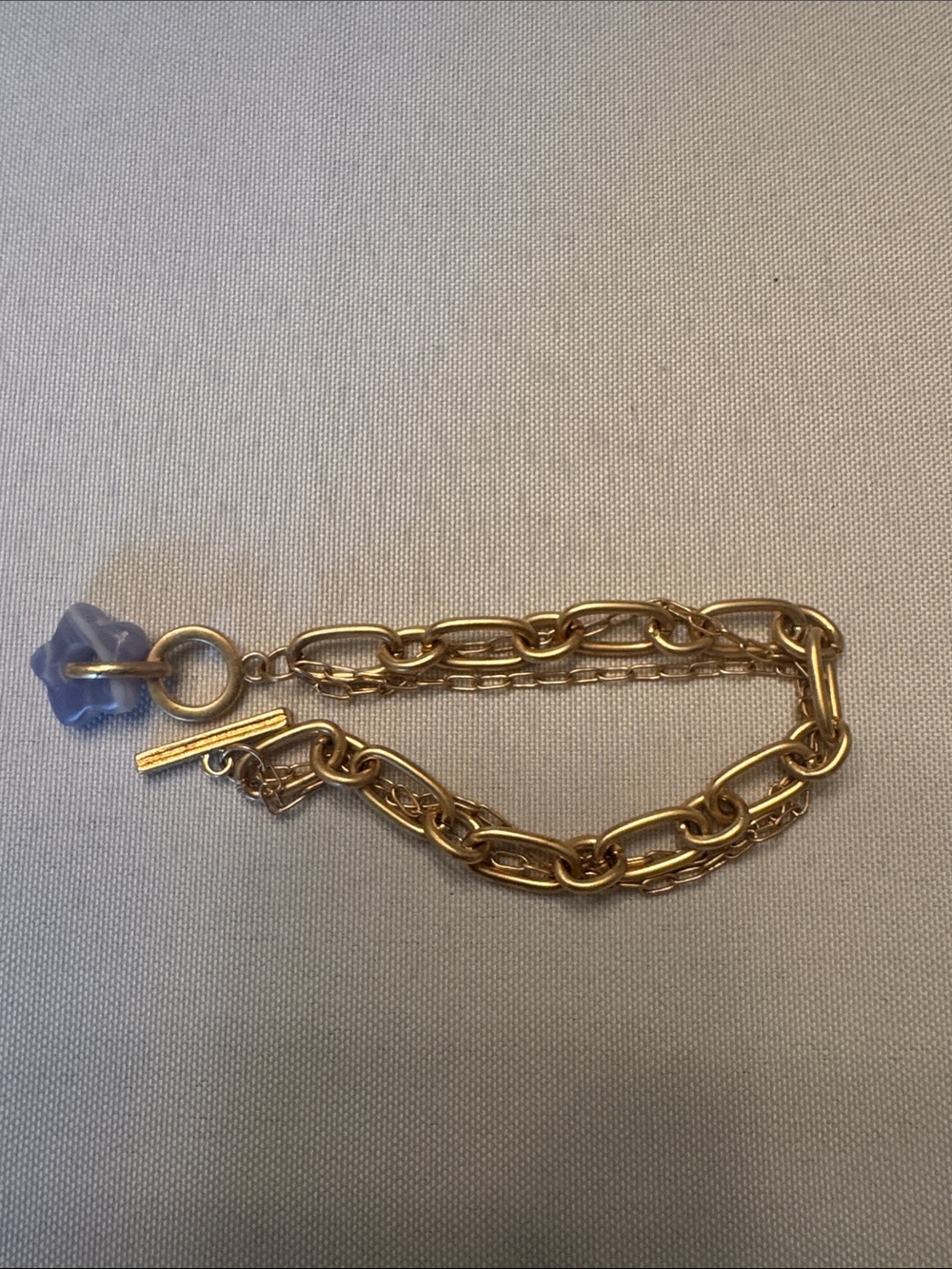 Gold Link Chain Bracelet with Lavender Flower Charm
